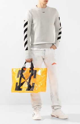 Мужской хлопковый свитер OFF-WHITE светло-серого цвета по цене 37600 руб., арт. 0MHE023S20G730220610 | Фото 2 Мужской хлопковый свитер OFF-WHITE светло-серого цвета, арт. 0MHE023S20G730220610 | Фото 2