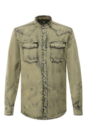Мужская джинсовая рубашка BALMAIN хаки цвета по цене 89900 руб., арт. TH12159/Z220 | Фото 1 Мужская джинсовая рубашка BALMAIN хаки цвета, арт. TH12159/Z220 | Фото 1