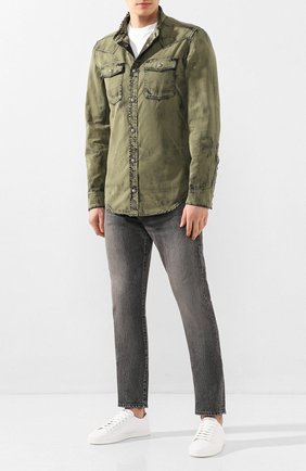 Мужская джинсовая рубашка BALMAIN хаки цвета по цене 89900 руб., арт. TH12159/Z220 | Фото 2 Мужская джинсовая рубашка BALMAIN хаки цвета, арт. TH12159/Z220 | Фото 2
