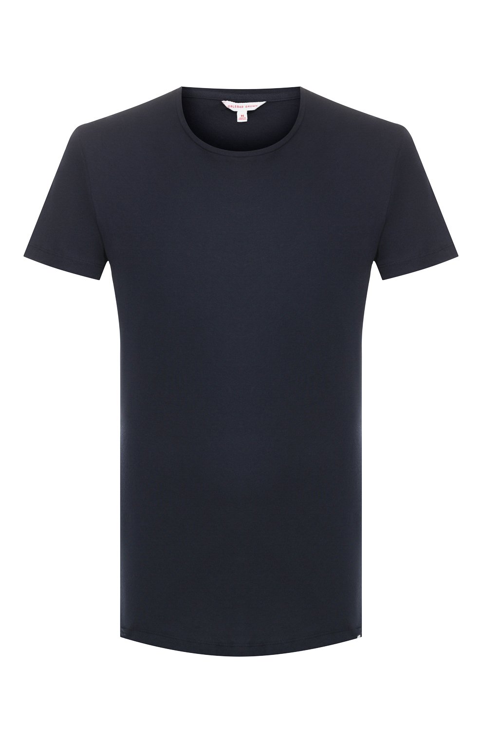 Мужская хлопковая футболка ORLEBAR BROWN темно-синего цвета, арт. 259555 | Фото 1 (Принт: Без принта; Рукава: Короткие; Длина (для топов): Стандартные; Мужское Кросс-КТ: Футболка-одежда; Материал внешний: Хлопок; Стили: Кэжуэл)