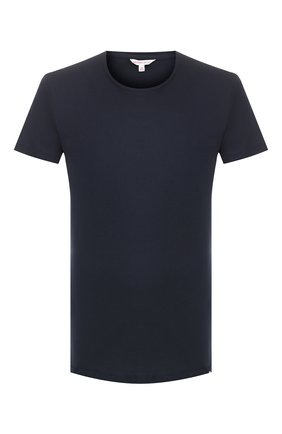Мужская хлопковая футболка ORLEBAR BROWN темно-синего цвета, арт. 259555 | Фото 1 (Материал внешний: Хлопок; Рукава: Короткие; Длина (для топов): Стандартные; Мужское Кросс-КТ: Футболка-одежда; Принт: Без принта; Стили: Кэжуэл)