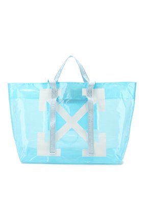Женская сумка-тоут OFF-WHITE голубого цвета по цене 17600 руб., арт. 0WNA094R20H07071B301 | Фото 1 Женская сумка-тоут OFF-WHITE голубого цвета, арт. 0WNA094R20H07071B301 | Фото 1