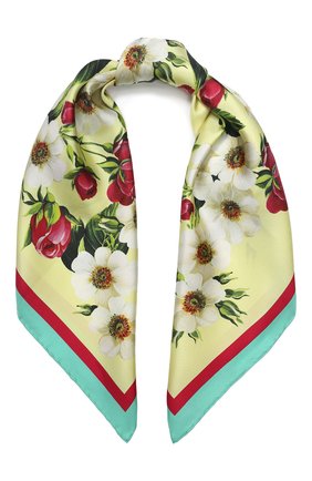 Женский шелковый платок DOLCE & GABBANA желтого цвета по цене 19950 руб., арт. FN092R/GDS50 | Фото 1 Женский шелковый платок DOLCE & GABBANA желтого цвета, арт. FN092R/GDS50 | Фото 1