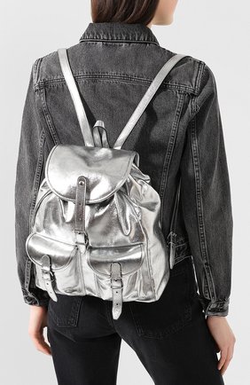Женский рюкзак venice SAINT LAURENT серебряного цвета по цене 148000 руб., арт. 605113/1Q30N | Фото 2 Женский рюкзак venice SAINT LAURENT серебряного цвета, арт. 605113/1Q30N | Фото 2