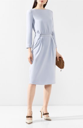 Женское платье GIORGIO ARMANI голубого цвета по цене 105500 руб., арт. 0SHVA049/T002M | Фото 2 Женское платье GIORGIO ARMANI голубого цвета, арт. 0SHVA049/T002M | Фото 2