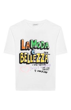 Детская хлопковая футболка DOLCE & GABBANA белого цвета по цене 10450 руб., арт. L5JTAZ/G7WCQ/8-14 | Фото 1 Детская хлопковая футболка DOLCE & GABBANA белого цвета, арт. L5JTAZ/G7WCQ/8-14 | Фото 1