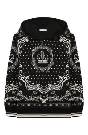 Детский хлопковая толстовка DOLCE & GABBANA черно-белого цвета по цене 19100 руб., арт. L4JW3E/G7VEU/8-14 | Фото 1 Детский хлопковая толстовка DOLCE & GABBANA черно-белого цвета, арт. L4JW3E/G7VEU/8-14 | Фото 1