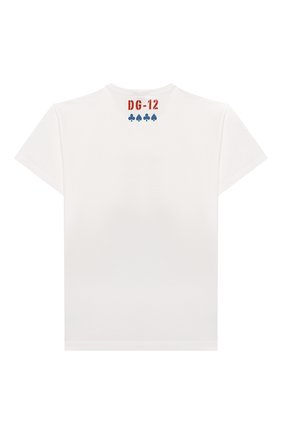 Детская хлопковая футболка DOLCE & GABBANA белого цвета по цене 12550 руб., арт. L4JT6S/G7WGK/8-14 | Фото 2 Детская хлопковая футболка DOLCE & GABBANA белого цвета, арт. L4JT6S/G7WGK/8-14 | Фото 2