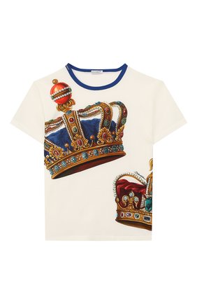 Детская хлопковая футболка DOLCE & GABBANA белого цвета по цене 10450 руб., арт. L4JT6S/G7VJR/2-6 | Фото 1 Детская хлопковая футболка DOLCE & GABBANA белого цвета, арт. L4JT6S/G7VJR/2-6 | Фото 1
