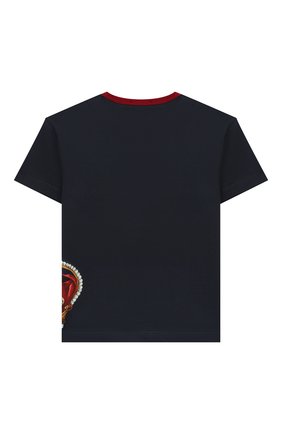 Детская хлопковая футболка DOLCE & GABBANA темно-синего цвета по цене 10450 руб., арт. L4JT6S/G7VJR/2-6 | Фото 2 Детская хлопковая футболка DOLCE & GABBANA темно-синего цвета, арт. L4JT6S/G7VJR/2-6 | Фото 2