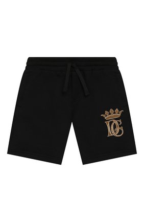 Детские хлопковые шорты DOLCE & GABBANA черного цвета по цене 11150 руб., арт. L4JQG6/G7WGG/2-6 | Фото 1 Детские хлопковые шорты DOLCE & GABBANA черного цвета, арт. L4JQG6/G7WGG/2-6 | Фото 1
