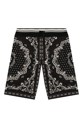 Детские хлопковые шорты DOLCE & GABBANA черно-белого цвета по цене 12600 руб., арт. L4JQF0/G7VEU/2-6 | Фото 1 Детские хлопковые шорты DOLCE & GABBANA черно-белого цвета, арт. L4JQF0/G7VEU/2-6 | Фото 1