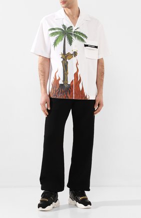 Мужская хлопковая рубашка PALM ANGELS белого цвета по цене 59950 руб., арт. PMGA060R205270260188 | Фото 2 Мужская хлопковая рубашка PALM ANGELS белого цвета, арт. PMGA060R205270260188 | Фото 2