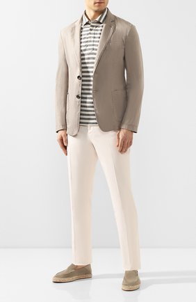 Мужской пиджак из смеси льна и хлопка GIORGIO ARMANI бежевого цвета по цене 129500 руб., арт. 0SGGG0D9/T01FI | Фото 2 Мужской пиджак из смеси льна и хлопка GIORGIO ARMANI бежевого цвета, арт. 0SGGG0D9/T01FI | Фото 2 (Рукава: Длинные; Материал внешний: Лен; Длина (для топов): Стандартные; 1-2-бортные: Однобортные; Пиджаки М: Приталенный; Случай: Повседневный; Стили: Кэжуэл)