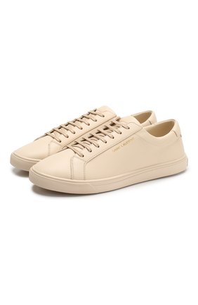 Женские кожаные кеды andy SAINT LAURENT кремвого цвета по цене 37600 руб., арт. 606831/0ZS00 | Фото 1 Женские кожаные кеды andy SAINT LAURENT кремвого цвета, арт. 606831/0ZS00 | Фото 1