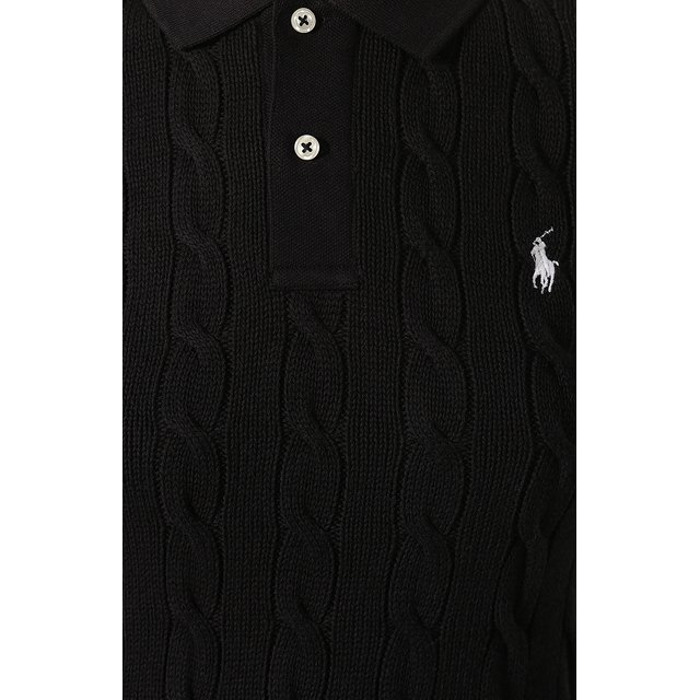 Хлопковое поло Polo Ralph Lauren 211792058, цвет чёрный, размер 42 - фото 5