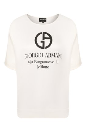 Женская шелковая футболка GIORGIO ARMANI белого цвета по цене 107000 руб., арт. 0SHCCZ20/TZ500 | Фото 1 Женская шелковая футболка GIORGIO ARMANI белого цвета, арт. 0SHCCZ20/TZ500 | Фото 1