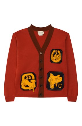 Детский хлопковый кардиган GUCCI коричневого цвета по цене 47900 руб., арт. 590277/XKA2Z | Фото 1 Детский хлопковый кардиган GUCCI коричневого цвета, арт. 590277/XKA2Z | Фото 1