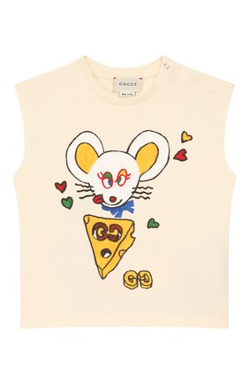 Детский хлопковый топ GUCCI белого цвета по цене 24450 руб., арт. 604383/XJCAJ | Фото 1 Детский хлопковый топ GUCCI белого цвета, арт. 604383/XJCAJ | Фото 1 (Материал внешний: Хлопок; Рукава: Короткие; Кросс-КТ НВ: Топ; Ростовка одежда: 12 мес | 80 см, 18 мес | 86 см, 24 мес | 92 см, 36 мес | 98 см, 3 года | 98 см, 9 мес | 74 см)