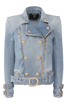 Женская джинсовая куртка BALMAIN голубого цвета по цене 194500 руб., арт. TF18248/D006 | Фото 1 Женская джинсовая куртка BALMAIN голубого цвета, арт. TF18248/D006 | Фото 1