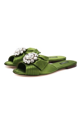 Женские текстильные шлепанцы bianca DOLCE & GABBANA зеленого цвета по цене 55700 руб., арт. CQ0293/A7630 | Фото 1 Женские текстильные шлепанцы bianca DOLCE & GABBANA зеленого цвета, арт. CQ0293/A7630 | Фото 1