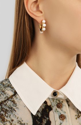 Женские серьги TIMELESS PEARLY золотого цвета по цене 29950 руб., арт. B01971 | Фото 2 Женские серьги TIMELESS PEARLY золотого цвета, арт. B01971 | Фото 2