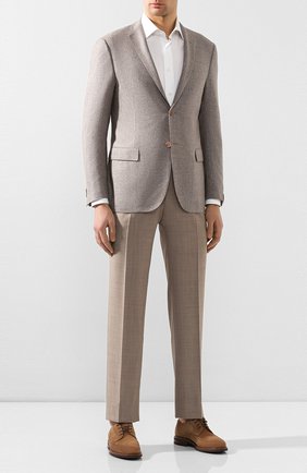 Мужские шерстяные брюки BRIONI бежевого цвета, арт. RPL60P/P9AA4/TIGULLI0 | Фото 2 (Материал внешний: Шерсть; Материал подклада: Купро; Случай: Формальный; Стили: Классический)