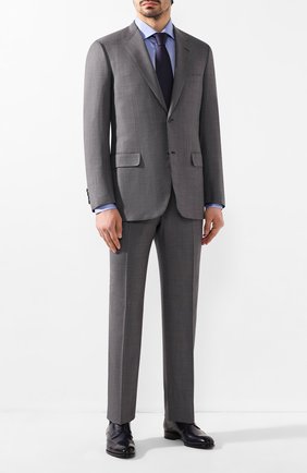 Мужская хлопковая сорочка KITON синего цвета по цене 49950 руб., арт. UCIH0660504 | Фото 2 Мужская хлопковая сорочка KITON синего цвета, арт. UCIH0660504 | Фото 2 (Длина (для топов): Стандартные; Рукава: Длинные; Материал внешний: Хлопок; Мужское Кросс-КТ: Сорочка-одежда; Принт: Однотонные; Случай: Формальный; Манжеты: На пуговицах; Воротник: Акула)