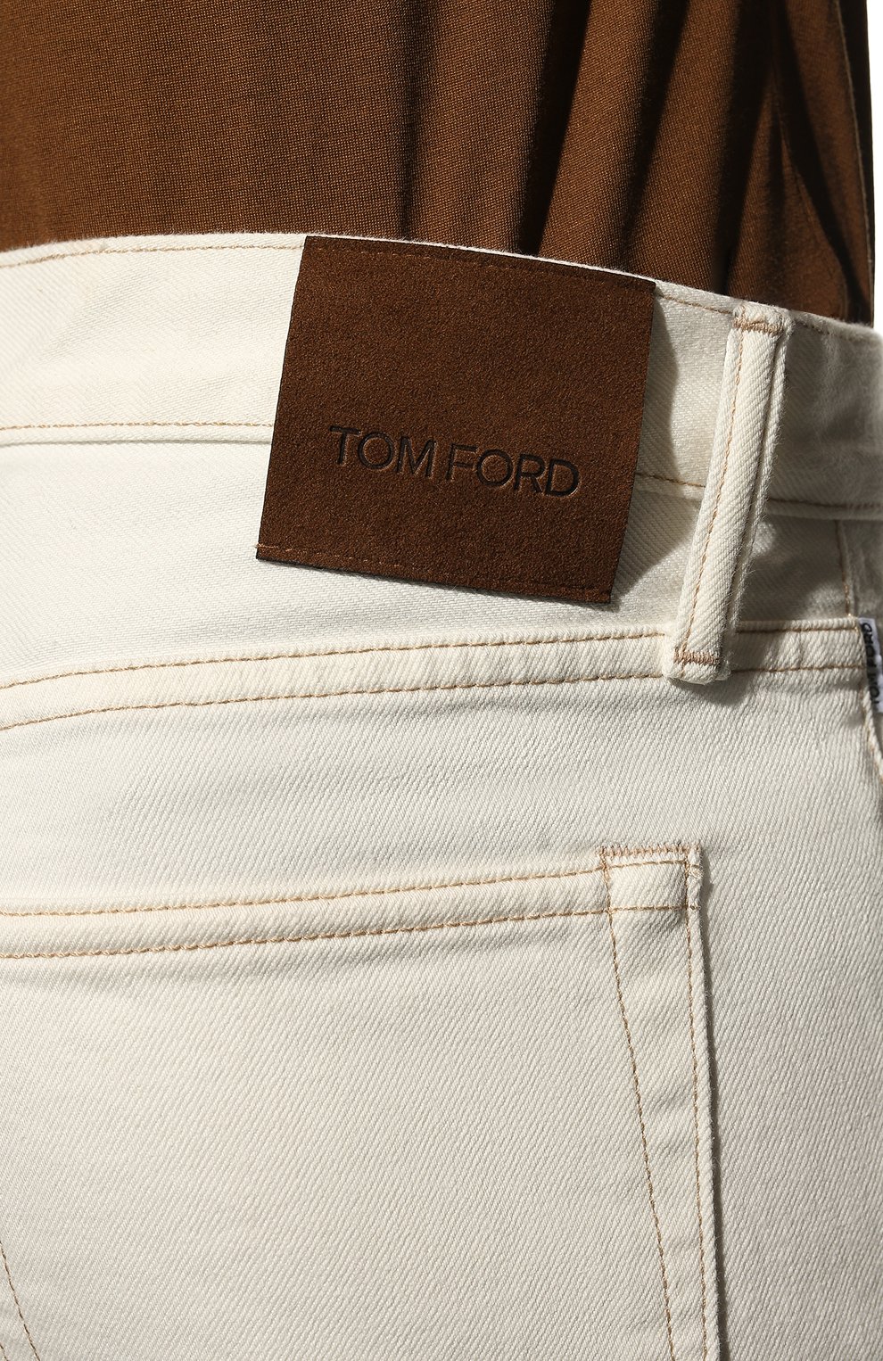 Мужские джинсы TOM FORD кремвого цвета, арт. BUJ32/TFD002 | Фото 5 (Силуэт М (брюки): Прямые; Кросс-КТ: Деним; Региональные ограничения белый список (Axapta Mercury): RU; Материал внешний: Хлопок)