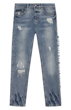 Детские джинсы PHILIPP PLEIN синего цвета по цене 31710 руб., арт. S20C BDT0233 PDE004N | Фото 1 Детские джинсы PHILIPP PLEIN синего цвета, арт. S20C BDT0233 PDE004N | Фото 1