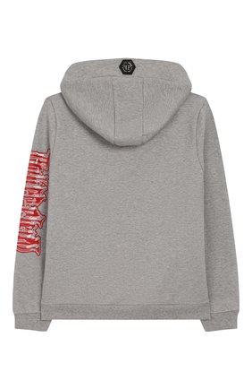 Детский хлопковое худи PHILIPP PLEIN серого цвета по цене 22650 руб., арт. S20C BJB0286 PJO002N | Фото 2 Детский хлопковое худи PHILIPP PLEIN серого цвета, арт. S20C BJB0286 PJO002N | Фото 2