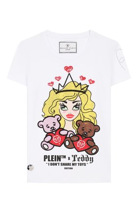 Детская хлопковая футболка PHILIPP PLEIN белого цвета по цене 18120 руб., арт. S20C GTK0502 PJY002N | Фото 1 Детская хлопковая футболка PHILIPP PLEIN белого цвета, арт. S20C GTK0502 PJY002N | Фото 1