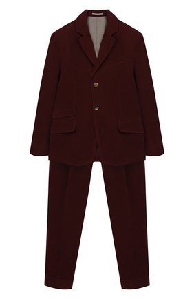 Детский хлопковый костюм BRUNELLO CUCINELLI бордового цвета по цене 113000 руб., арт. BN417LDWHB | Фото 1 Детский хлопковый костюм BRUNELLO CUCINELLI бордового цвета, арт. BN417LDWHB | Фото 1
