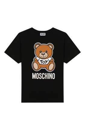 Детская хлопковая футболка MOSCHINO KID черного цвета по цене 7545 руб., арт. HWM029/LBA00/10A-14A | Фото 1 Детская хлопковая футболка MOSCHINO KID черного цвета, арт. HWM029/LBA00/10A-14A | Фото 1