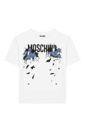 Детская хлопковая футболка MOSCHINO KID белого цвета по цене 5795 руб., арт. HXM029/LBA00/4A-8A | Фото 1 Детская хлопковая футболка MOSCHINO KID белого цвета, арт. HXM029/LBA00/4A-8A | Фото 1