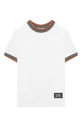 Детская хлопковая футболка BURBERRY белого цвета по цене 8855 руб., арт. 8022251 | Фото 1 Детская хлопковая футболка BURBERRY белого цвета, арт. 8022251 | Фото 1