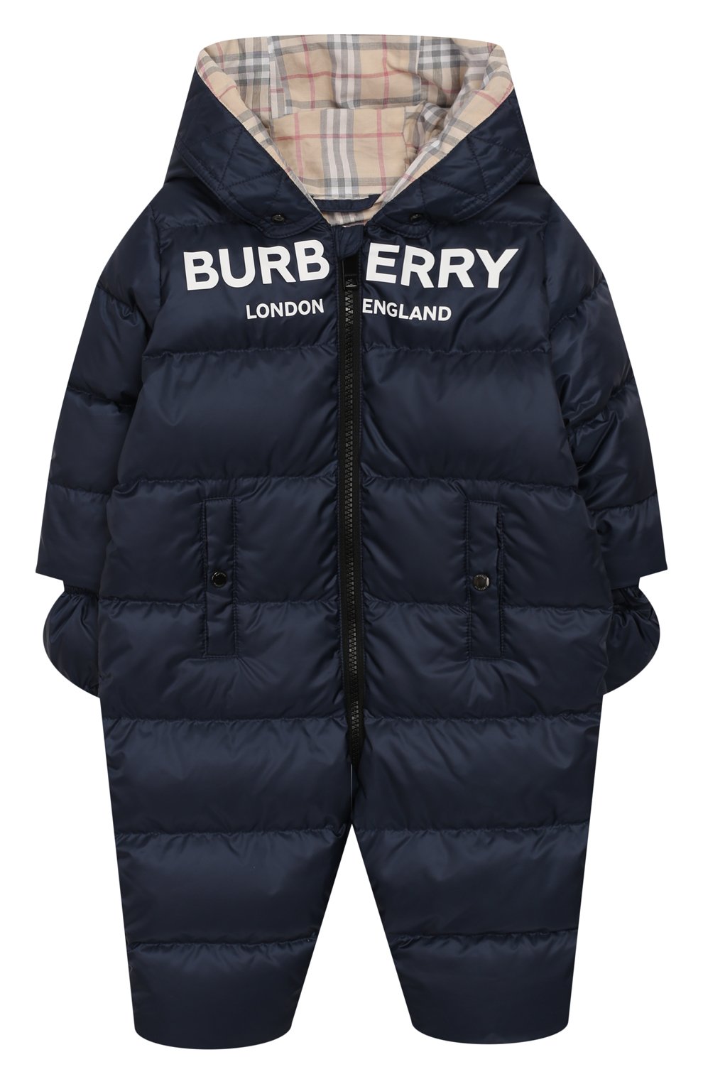 Детский пуховый комбинезон BURBERRY темно-синего цвета, арт. 8021087 | Фото 1