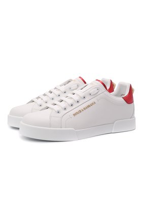 Женские кожаные кеды portofino DOLCE & GABBANA красного цвета по цене 41600 руб., арт. CK1602/AN298 | Фото 1 Женские кожаные кеды portofino DOLCE & GABBANA красного цвета, арт. CK1602/AN298 | Фото 1