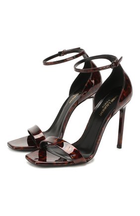 Женские кожаные босоножки amber SAINT LAURENT коричневого цвета по цене 43800 руб., арт. 472021/1QX00 | Фото 1 Женские кожаные босоножки amber SAINT LAURENT коричневого цвета, арт. 472021/1QX00 | Фото 1