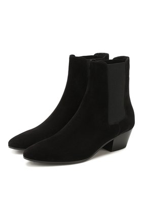 Женские замшевые ботинки west SAINT LAURENT черного цвета по цене 51800 руб., арт. 606602/0LI00 | Фото 1 Женские замшевые ботинки west SAINT LAURENT черного цвета, арт. 606602/0LI00 | Фото 1