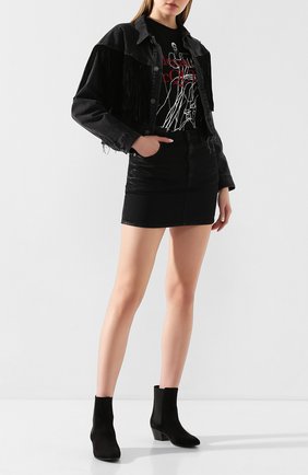 Женские замшевые ботинки west SAINT LAURENT черного цвета по цене 51800 руб., арт. 606602/0LI00 | Фото 2 Женские замшевые ботинки west SAINT LAURENT черного цвета, арт. 606602/0LI00 | Фото 2