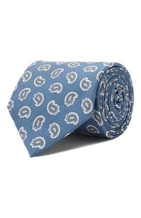 Мужской галстук из смеси шелка и льна VAN LAACK темно-синего цвета, арт. LUIS-PEL/K70755 | Фото 1 (Материал: Текстиль, Лен, Шелк; Принт: С принтом)