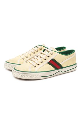 Мужские текстильные кеды tennis 1977 GUCCI бежевого цвета по цене 47400 руб., арт. 606111/GZ030 | Фото 1 Мужские текстильные кеды tennis 1977 GUCCI бежевого цвета, арт. 606111/GZ030 | Фото 1