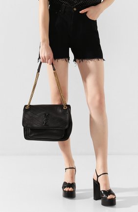 Женская сумка niki medium SAINT LAURENT черного цвета по цене 175500 руб., арт. 498894/1EL07 | Фото 2 Женская сумка niki medium SAINT LAURENT черного цвета, арт. 498894/1EL07 | Фото 2