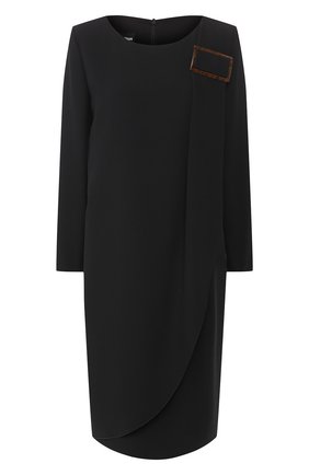Женское платье из смеси вискозы и шелка GIORGIO ARMANI черного цвета по цене 156000 руб., арт. 0SHVA04B/T008A | Фото 1 Женское платье из смеси вискозы и шелка GIORGIO ARMANI черного цвета, арт. 0SHVA04B/T008A | Фото 1 (Материал подклада: Синтетический материал; Материал внешний: Шелк, Вискоза; Рукава: Длинные; Длина Ж (юбки, платья, шорты): До колена; Случай: Формальный; Статус проверки: Проверена категория)
