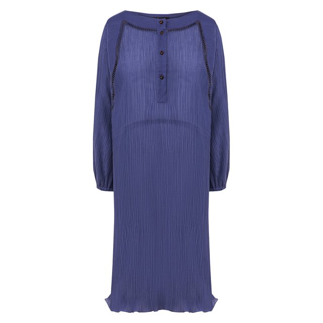 Платье из смеси хлопка и шелка Giorgio Armani синего цвета