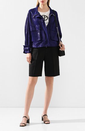 Женская кожаная куртка GIORGIO ARMANI синего цвета по цене 415500 руб., арт. 5AB06P/5AP16 | Фото 2 Женская кожаная куртка GIORGIO ARMANI синего цвета, арт. 5AB06P/5AP16 | Фото 2