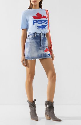 Женская джинсовая юбка DSQUARED2 синего цвета по цене 33950 руб., арт. S73MA0474/S30309 | Фото 2 Женская джинсовая юбка DSQUARED2 синего цвета, арт. S73MA0474/S30309 | Фото 2