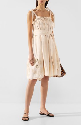 Женское льняное платье INNIKA CHOO бежевого цвета по цене 33250 руб., арт. M2007LINS01PANA | Фото 2 Женское льняное платье INNIKA CHOO бежевого цвета, арт. M2007LINS01PANA | Фото 2 (Материал подклада: Хлопок; Длина Ж (юбки, платья, шорты): До колена; Материал внешний: Лен; Рукава: Без рукавов, Короткие; Случай: Повседневный; Женское Кросс-КТ: Платье-одежда, Сарафаны, Платье-пляжная одежда; Статус проверки: Проверена категория)