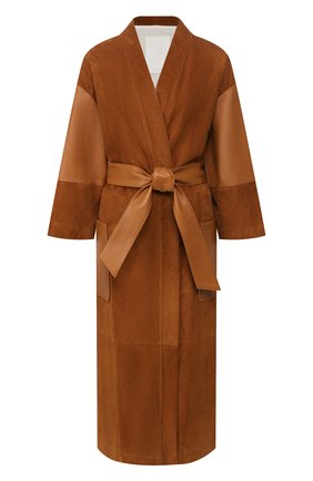 Женское замшевое пальто TWINS FLORENCE коричневого цвета по цене 136500 руб., арт. TWFPE20CAP0001 | Фото 1 Женское замшевое пальто TWINS FLORENCE коричневого цвета, арт. TWFPE20CAP0001 | Фото 1